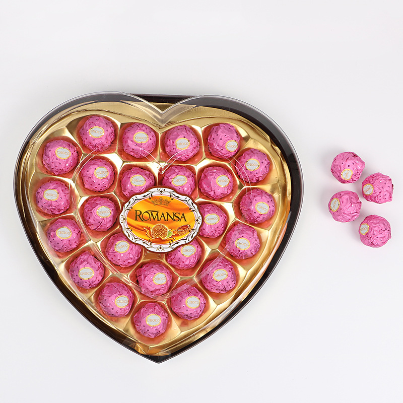 24粒粉色金莎巧克力 情人节送礼心形巧克力球果仁夹心盒装巧克力