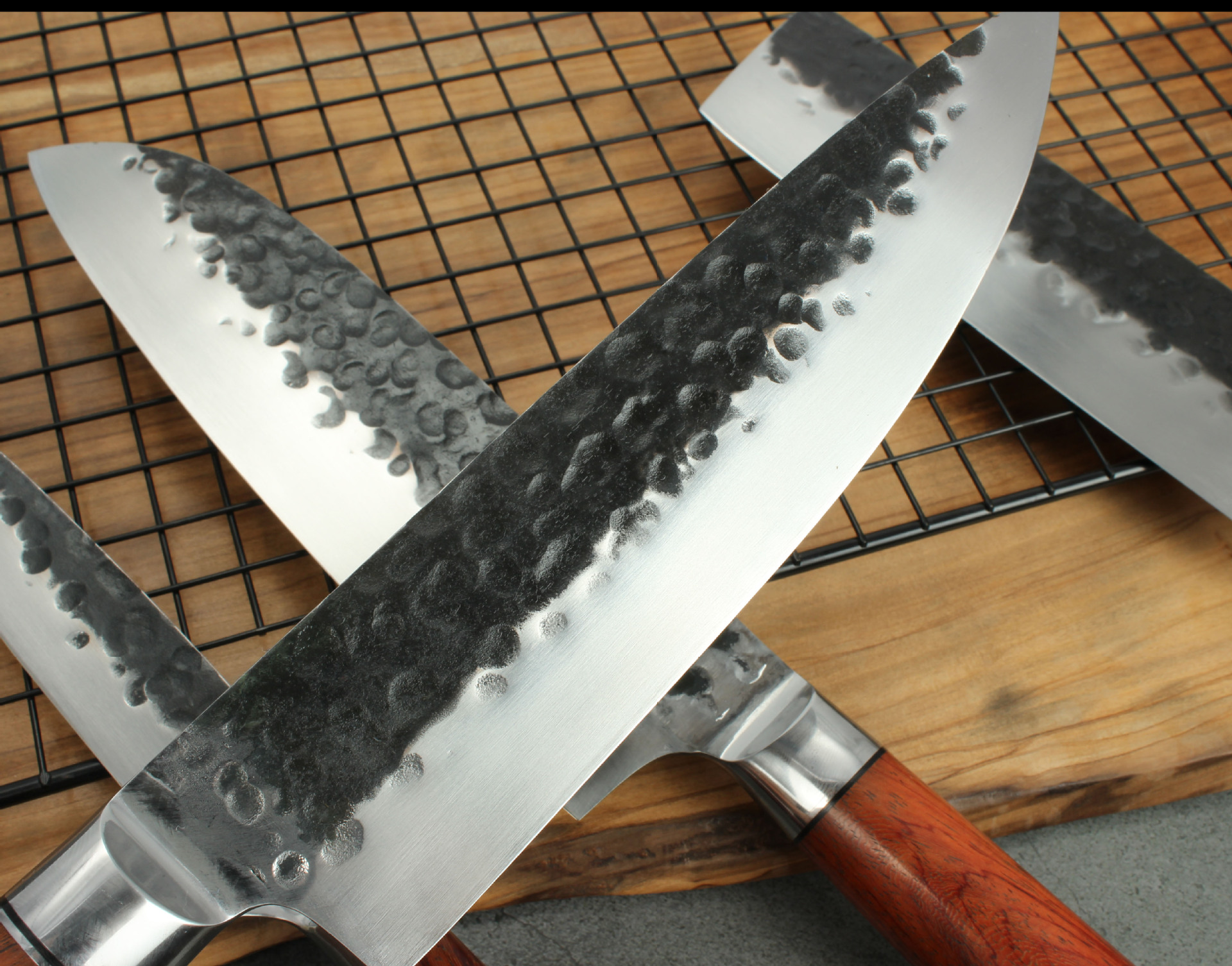 一件代发 手工锤纹锻打刀 万能刀 网红刀 酸枝木柄八角小菜刀万用