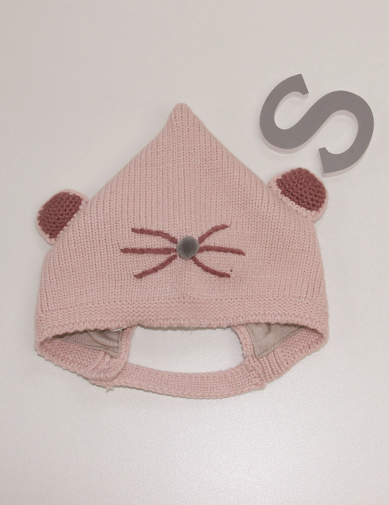 乖孩子加里毛线针织帽小老鼠保暖儿童帽秋冬款宝宝帽子简约婴儿帽