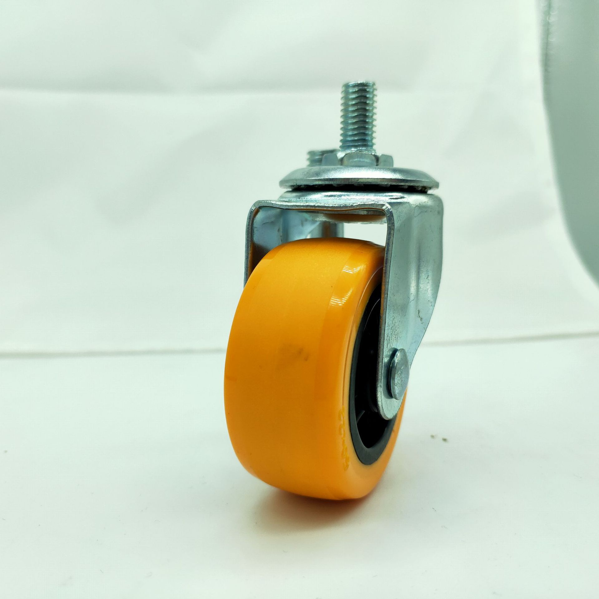 万向脚轮 2寸pu丝杆活动边刹轮子 家具转动环保橙黄跨境厂家直销