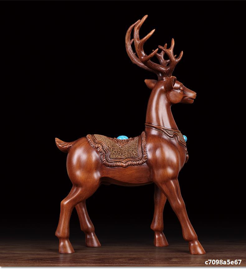 电视柜装饰招财麋鹿一对中式家庭斗柜装饰品套装鹿摆件玄关工艺品