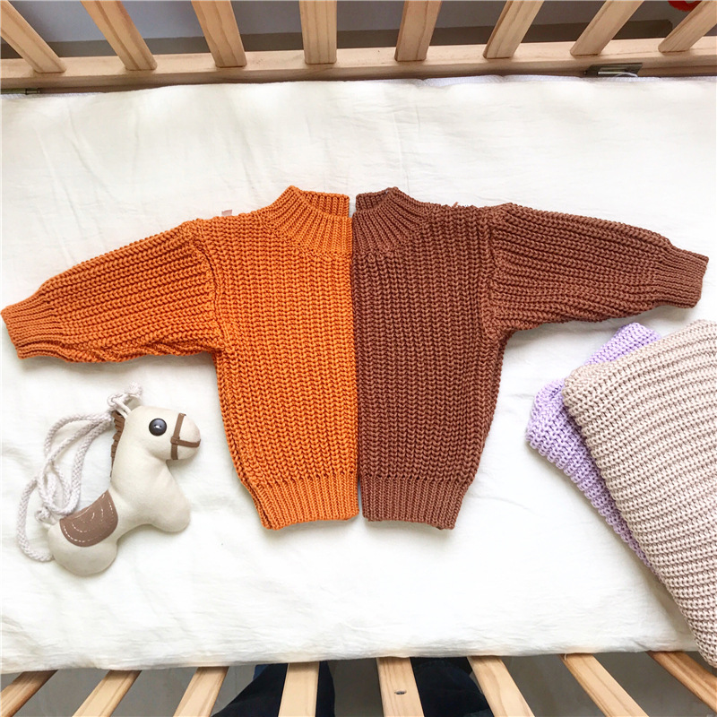 ins女童男毛衣秋冬款棉线长袖套头衫 婴幼童针织衫宝宝上衣保暖衣