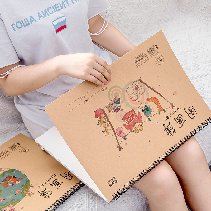 小学生美术图画簿a3线圈手提加厚素描本幼儿园空白画画本素写本8k