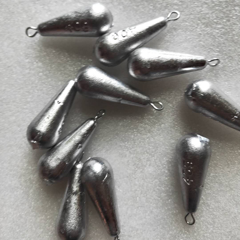 厂家直销渔具配件带环铅坠海钓串钩铅坨水滴铅坠柳叶形铅坠批发