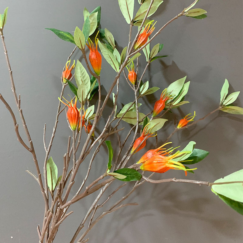 精品栀子花植物墙配材仿真山黄枝博物馆装饰黄栀子药馆摆放果子枝