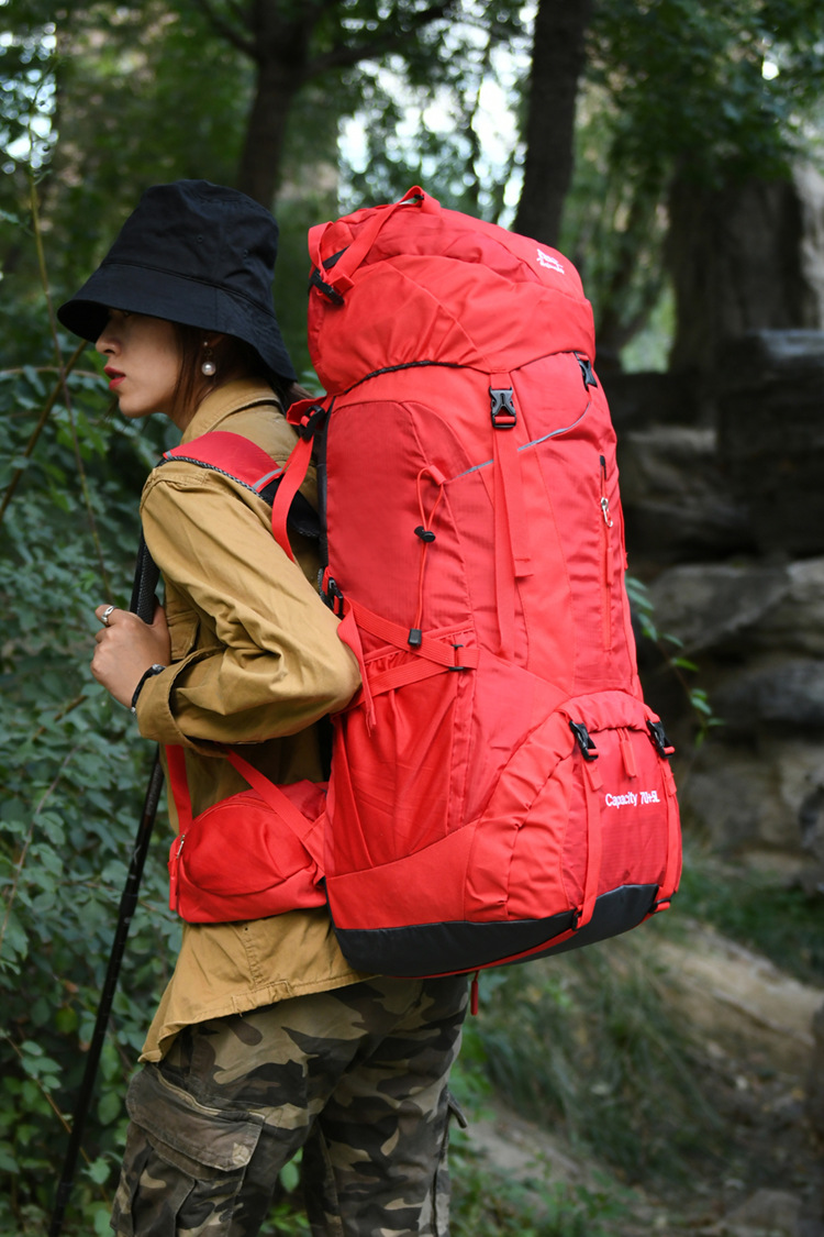 登山包大容量75l铝合金支架户外背包旅行包徒步露营帐篷双肩背包