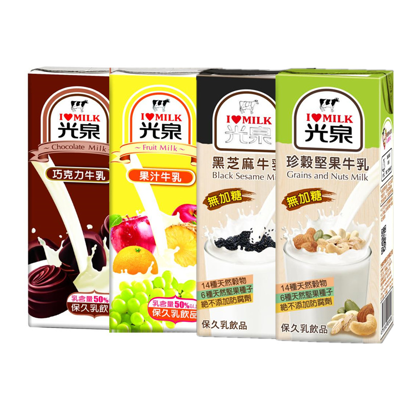 台湾光泉果汁牛乳200ml纸瓶装 进口饮料无加糖谷物坚果牛奶饮品