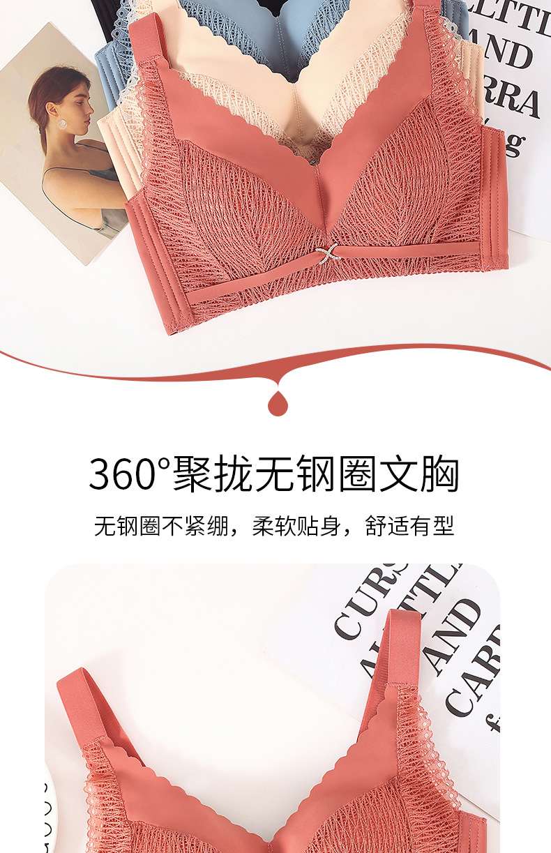 内衣女小胸聚拢加厚3cm无钢圈防走光调整型收副乳显大