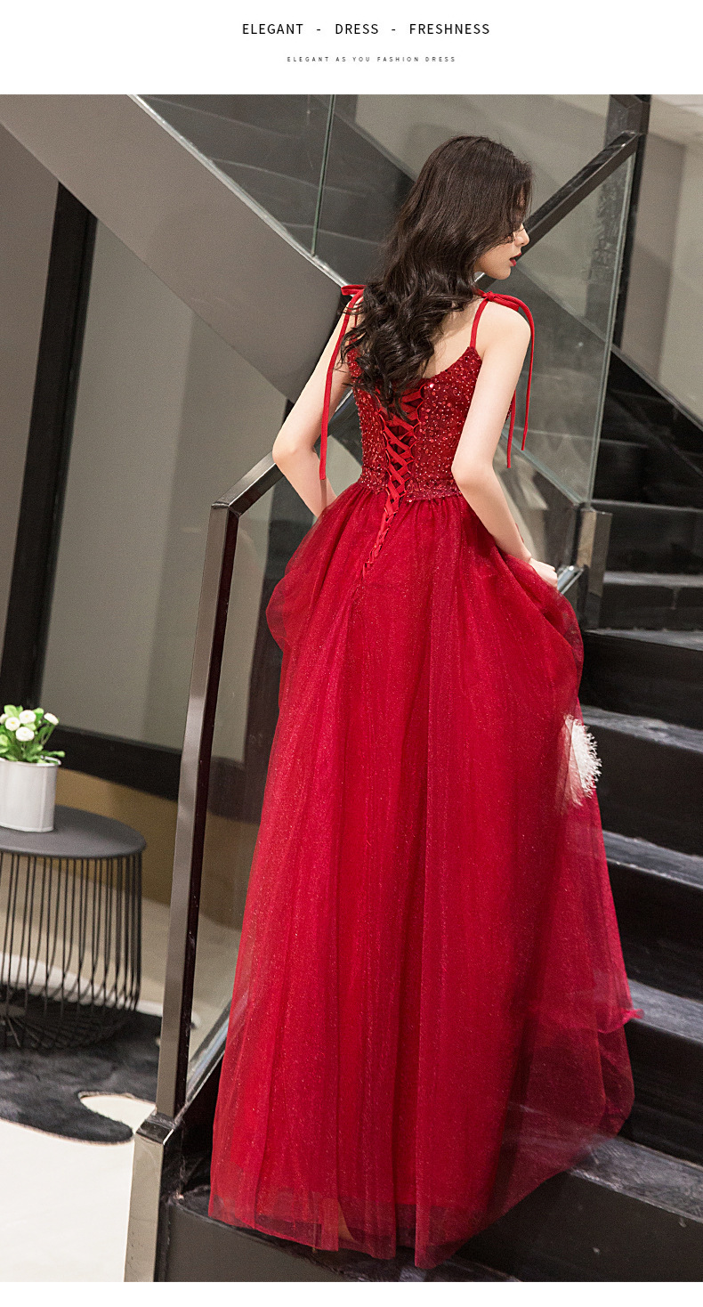 敬酒服新娘2020新款简单大方宴会显瘦长款结婚订婚红色晚礼服裙女