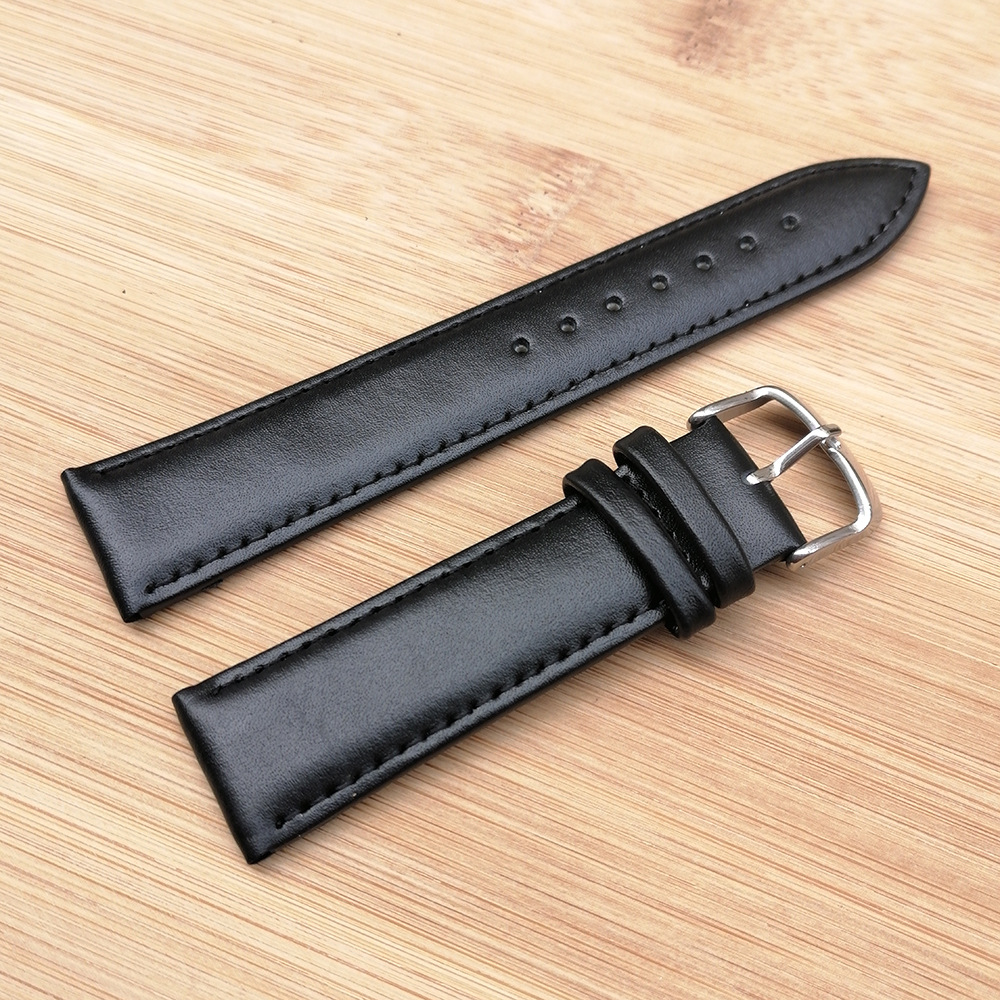 厂家批发针纹真皮手表带黑色头层牛皮表带16 18 20 22现货