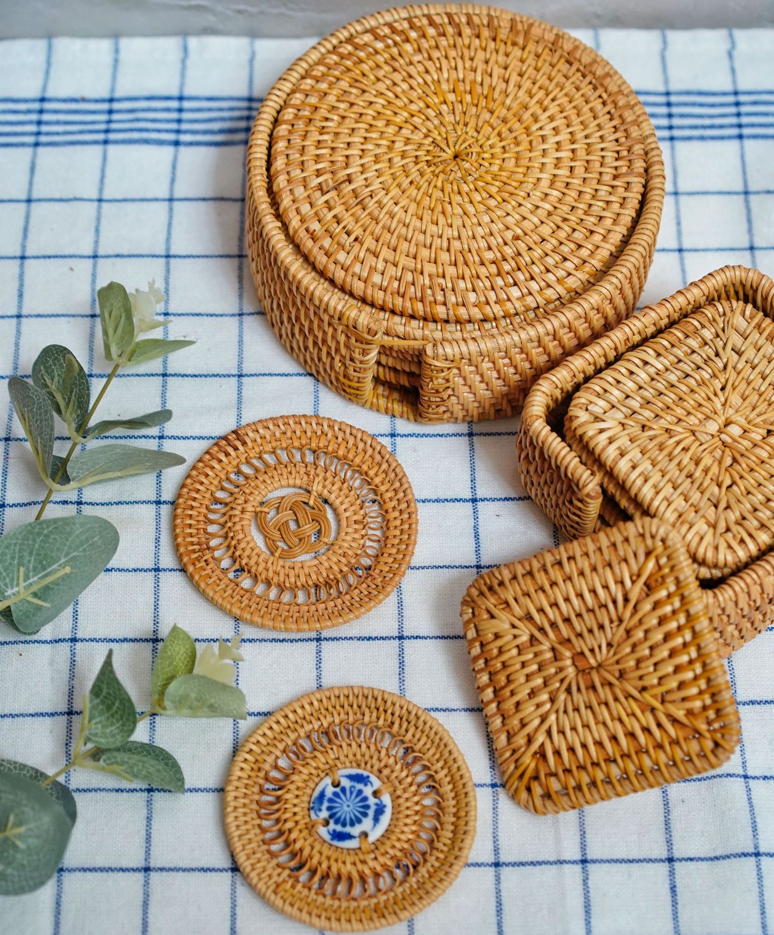 越南编织秋藤编杯垫茶垫托茶道茶壶托茶托隔热垫功夫茶具配件藤垫