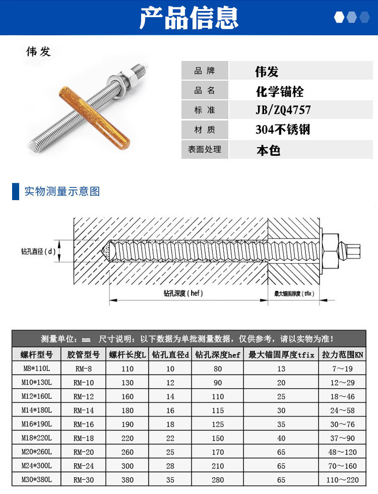 304不锈钢化学螺丝16*190 超大长定做 m16m18m20m24m30源头厂家