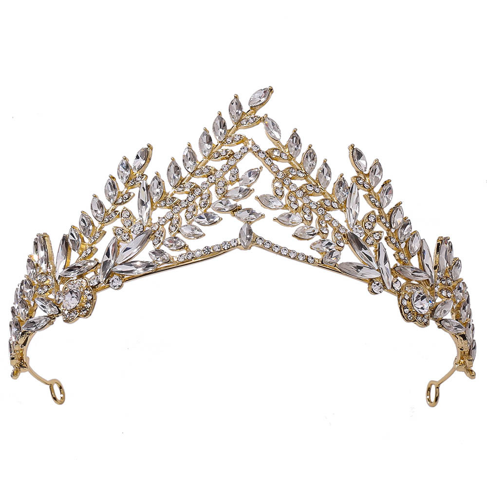 欧美婚礼新娘头饰 巴洛克钻发箍橄榄枝合金王冠宴会派对生日皇冠