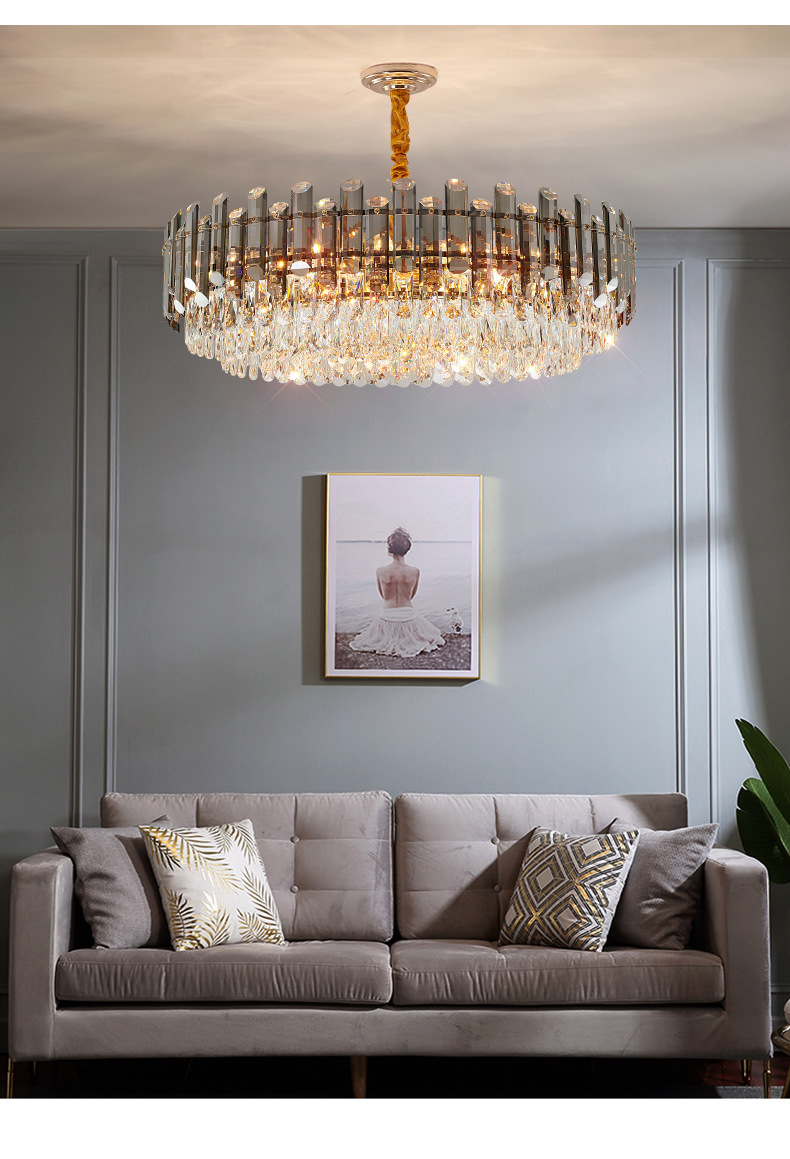 轻奢水晶吊灯奢华大气圆形客厅卧室灯后现代简约时尚长形餐厅灯具