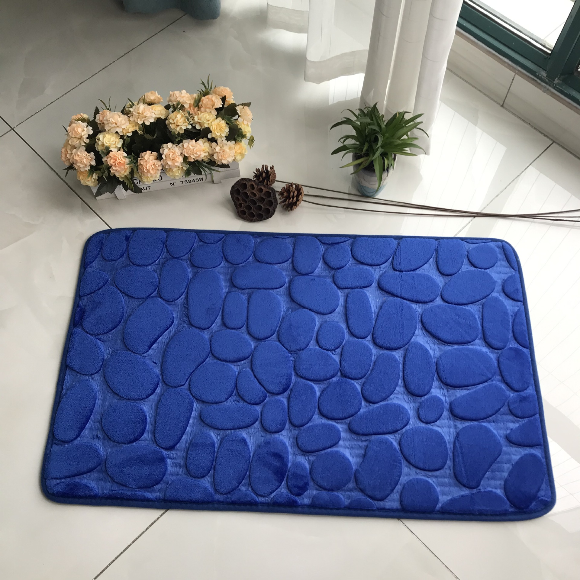 Amazon Hot Sale Stone Embossed Carpet Floor Mat Bedroom Doormat Kitchen Mat Bathroom Water-Absorbing Non-Slip Mat