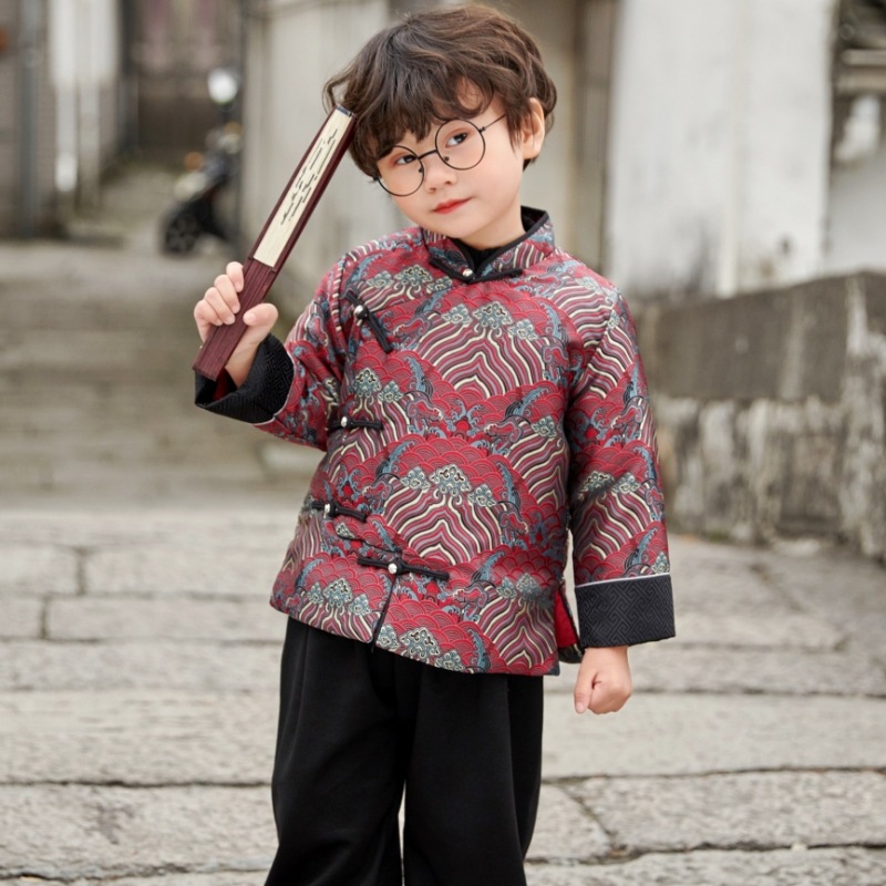 叙罗男童唐装中国风儿童汉服拜年服小孩中国风过年宝宝周岁新年装