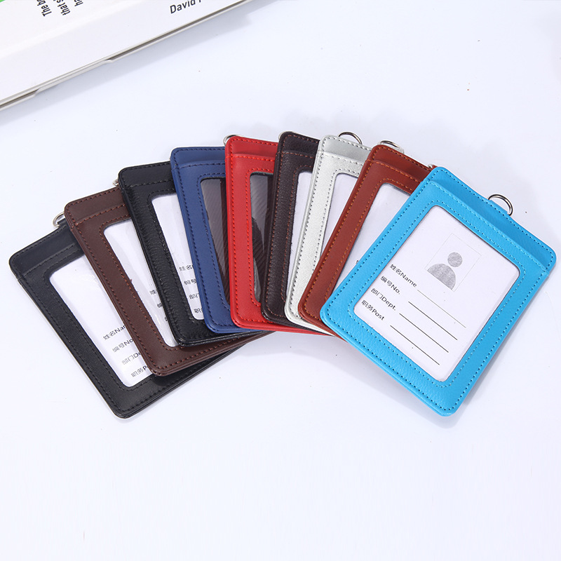 定制真皮工作证工作牌工牌证件套卡套带挂绳吊绳大号a7展会胸吊牌