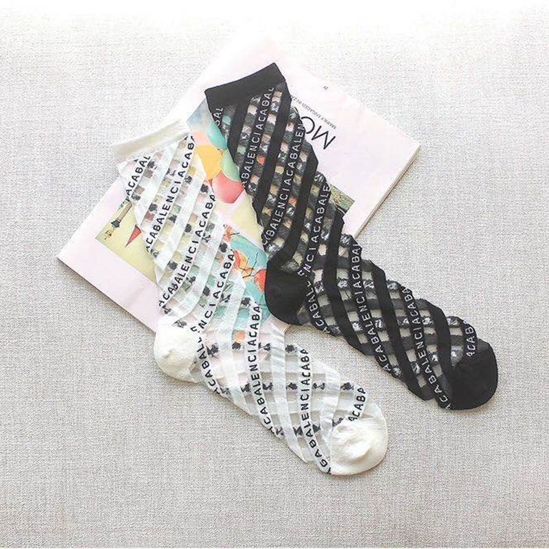 长筒水晶丝袜 字母潮牌原宿ins风玻璃丝卡丝防勾丝加长独立包装