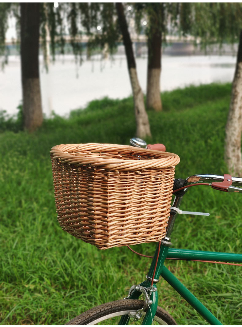 快拆自行车车篮宠物篮藤编车篮收纳筐购物篮菜篮子支持订做代发