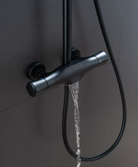 铜恒温淋浴花洒哑黑红铬色升降瀑布三功能花洒酒店浴室厂家批发