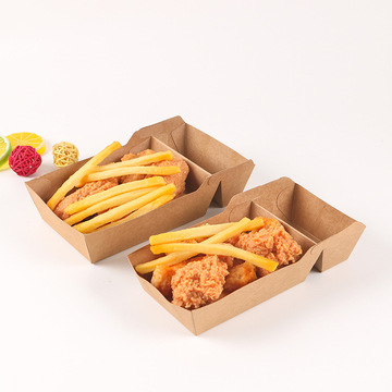 牛皮纸船盒一次性薯条盒外卖炸鸡小吃打包纸盒食品敞口盒批发
