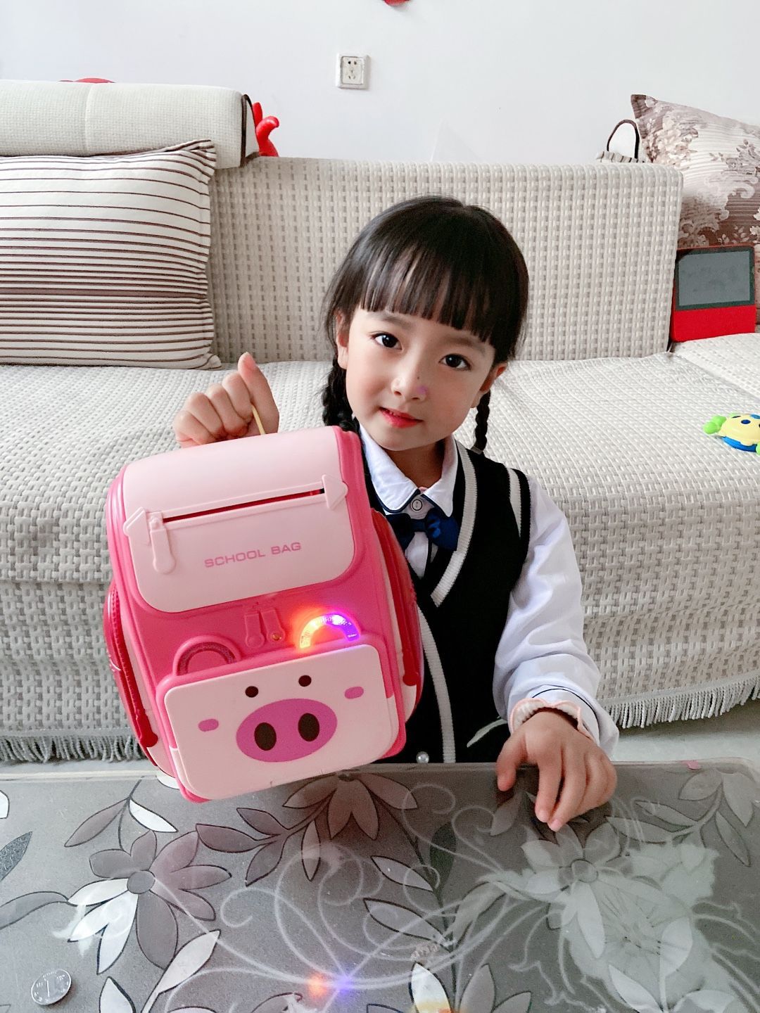 创新宝源叶罗丽书包保险柜带指纹背包保险箱声光儿童存钱储蓄玩具