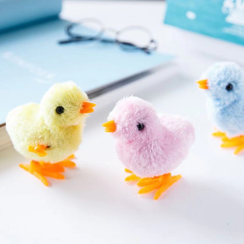 Wind-up Spring Chick Simulation Plush Toy Net Red Jumping Chick TikTok Same Children's Nostalgia Toy