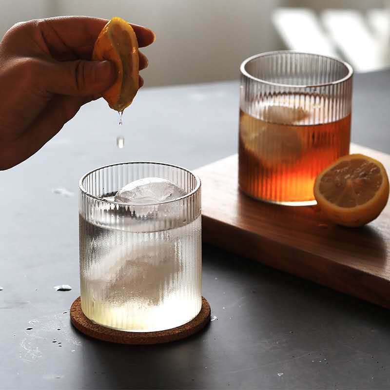 Thin Striped Water Cup Ins Style Japanese Style Vertical Grain Simple Glass Home Beer Mugs Coffee Milk Borosilicate Cup