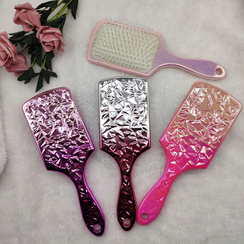 ABS Electroplating Section Airbag Comb Hairdressing Large Plate Comb Plastic Rainbow Colorful Hair Tidying Comb Air Cushion Massage Comb