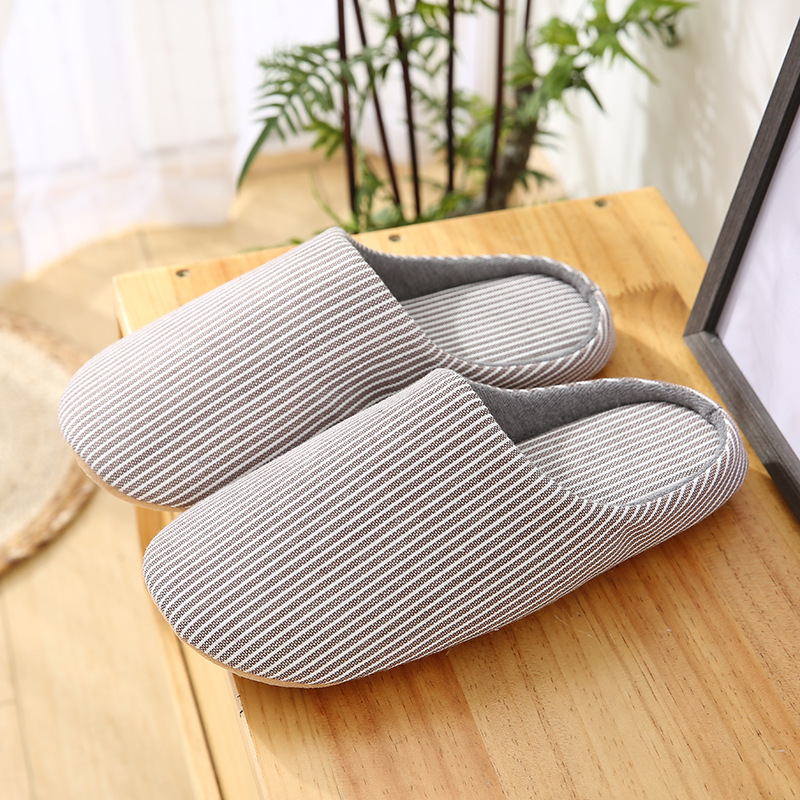 Machine Washable Soft Bottom Japanese Home Wooden Floor Silent Indoor Slippers Spring and Summer Men and Women Cotton Slippers Home