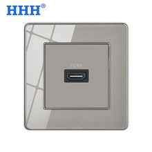 一位高清插座HDMI插座86型高清直插免焊接插座面板多媒体插座灰色