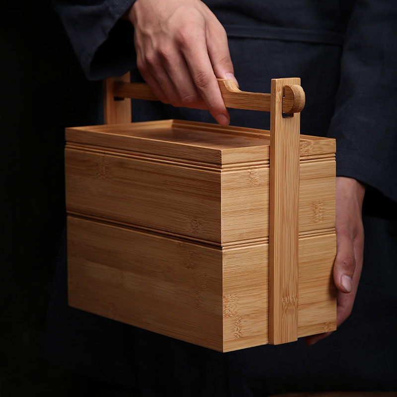 工厂可定制木制手提盒实木手提盒食盒木质收纳盒新中式手提盒多层