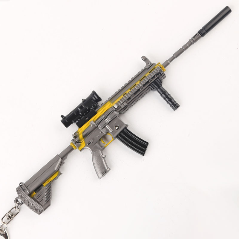 绝地大逃杀吃鸡武器 m416快乐主宰典藏组装枪模合金兵器钥匙挂件