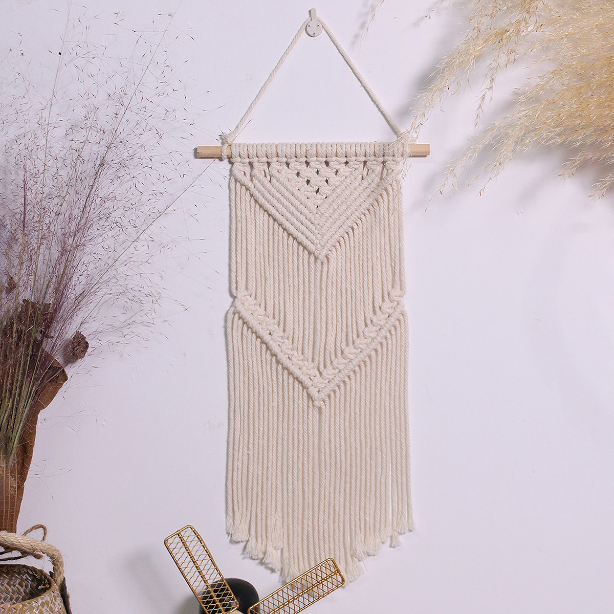 润欣挂毯双v编织挂毯棉线壁挂装饰品 田园风手工挂毯挂件家居装饰