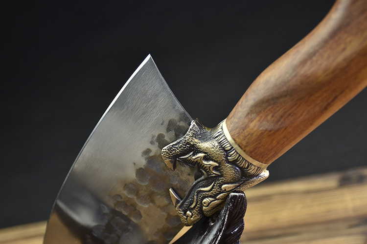 龙泉菜刀圆弧形切肉片刀锋利厨师卖肉剔骨刀鬼手作手工锻打刀具