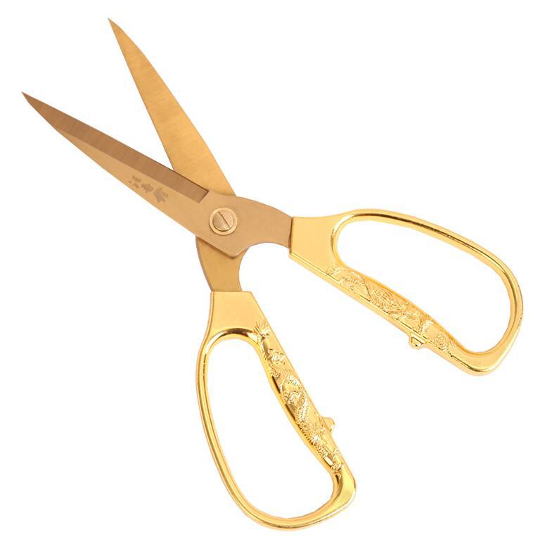 汪吾铨1011合金强力剪刀190mm剪彩剪婚庆礼仪金剪刀