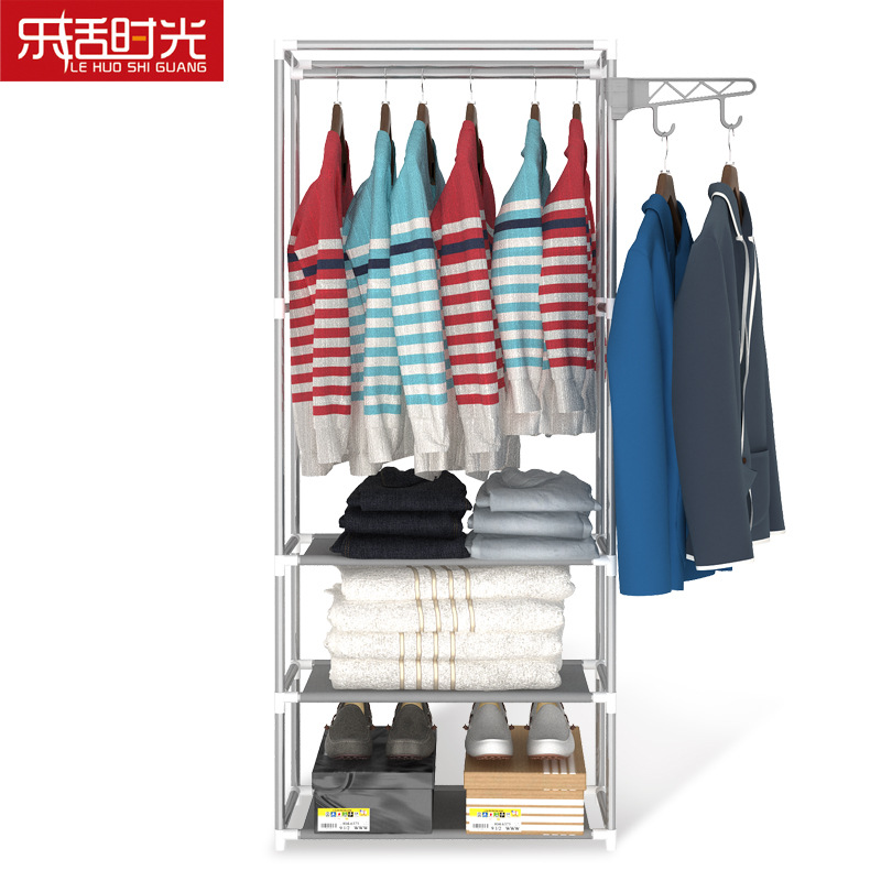 Simple Coat Rack Floor Clothes Rack Bedroom Storage Shelves Room Clothes Storage Rack Cabinet Simple Modern Double Rod Type