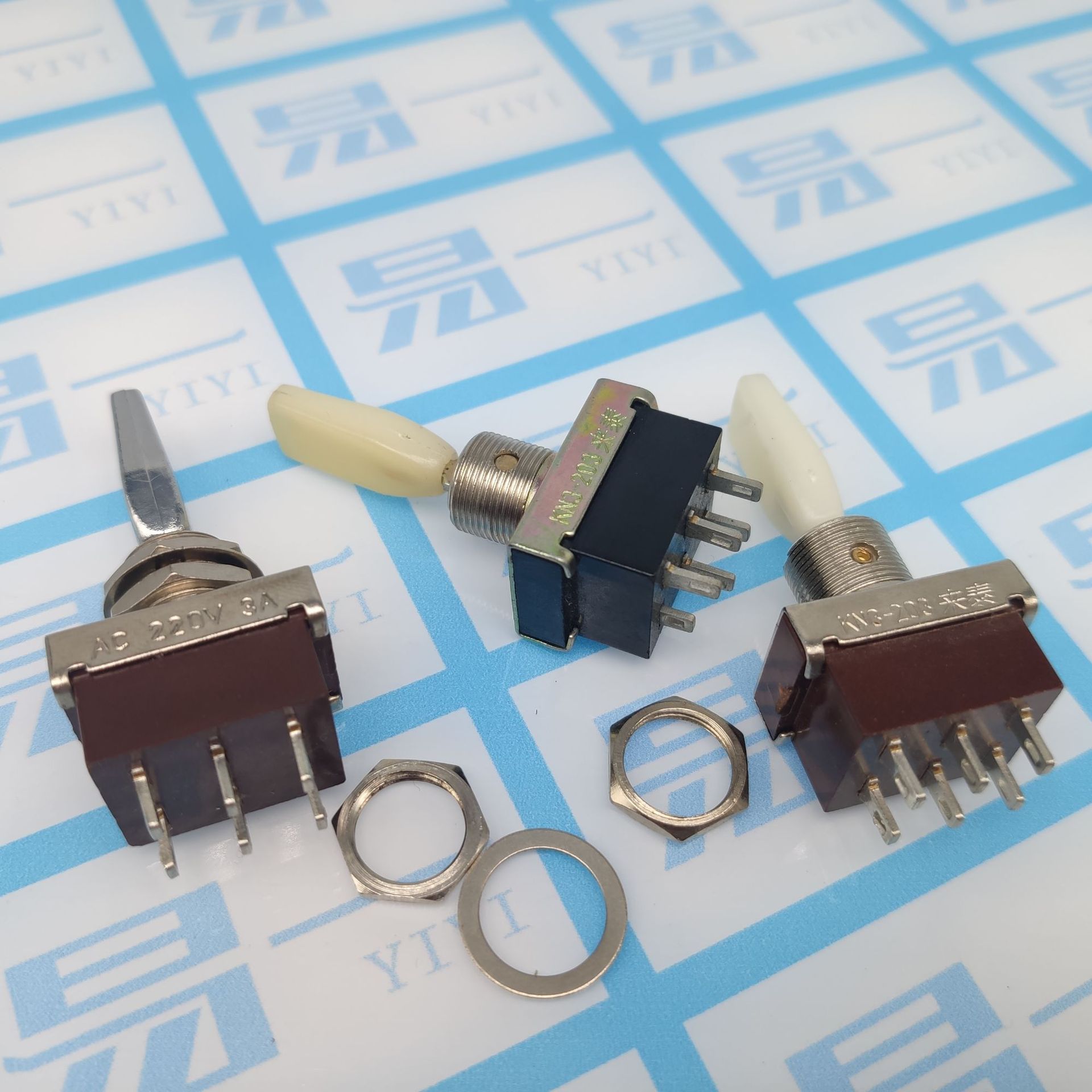 钮子开关 kn3-203b 拨动摇臂开关 on-off-on 6脚3档