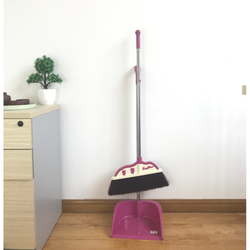 New Broom Dustpan Combination Household Cleaning Supplies Soft Wool Plastic Broom Cover Stainless Steel Wholesale