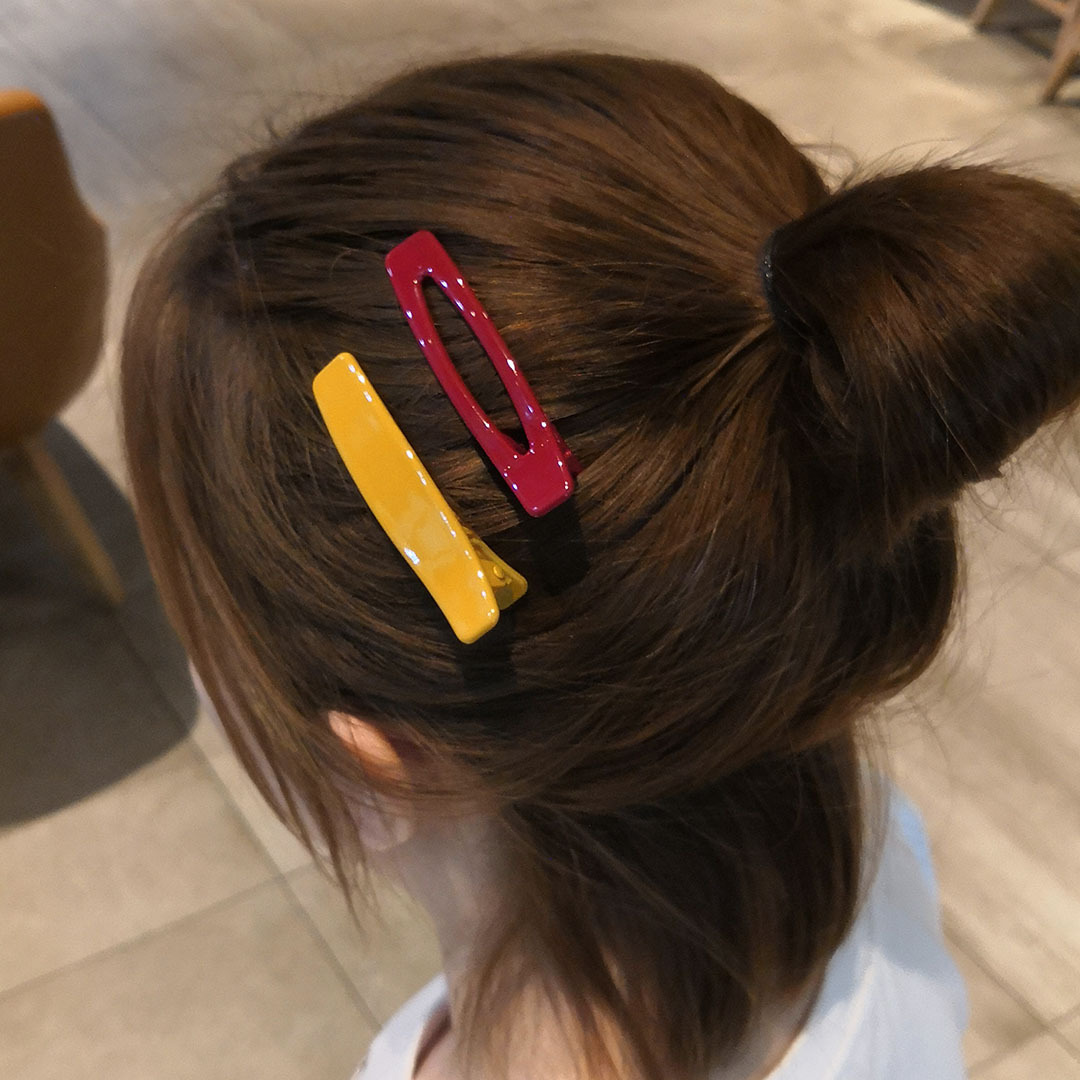 韩国发夹简约发饰优雅短发韩式弧形边夹绿色少女后脑勺一字夹头饰