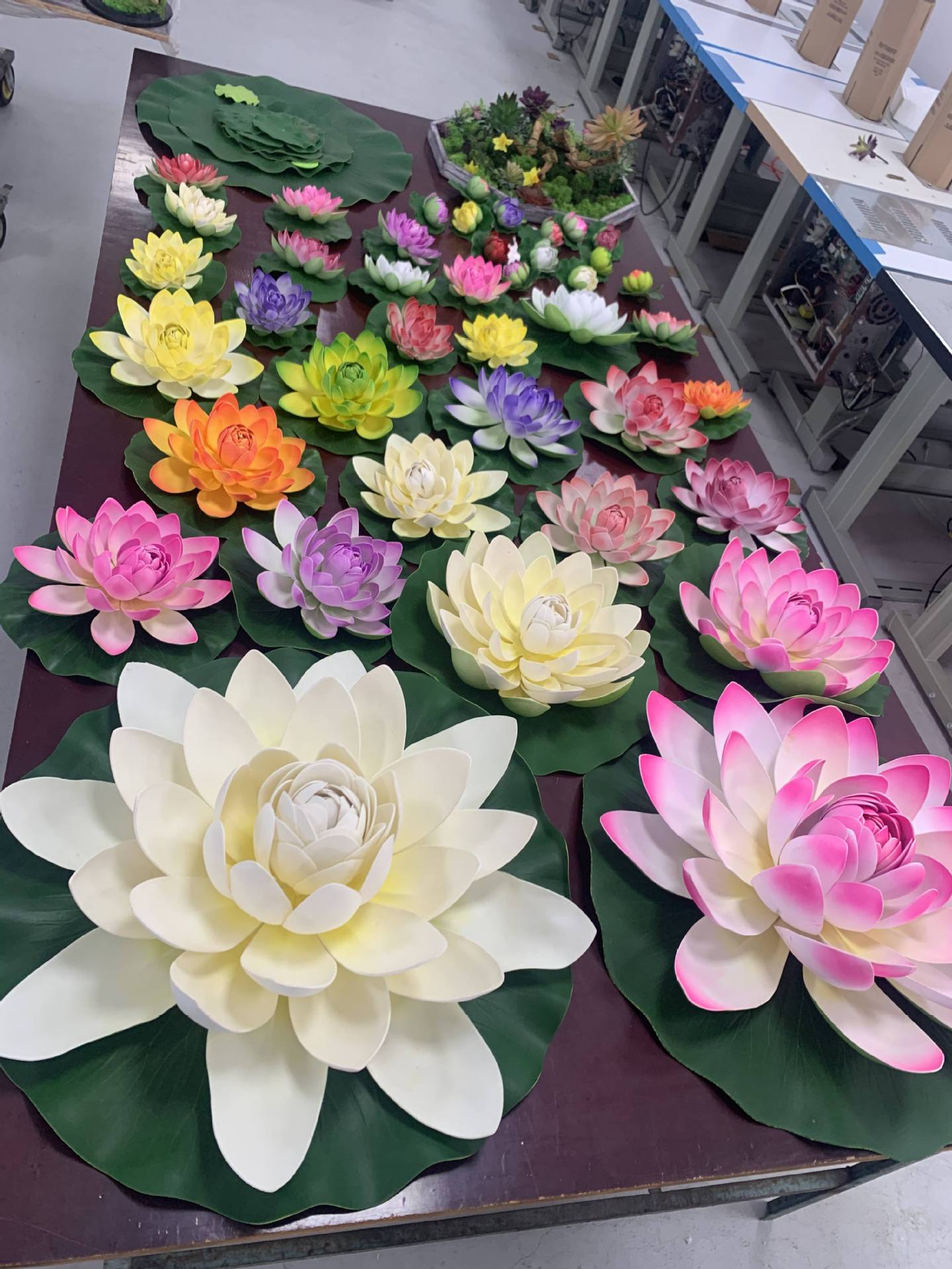 eva仿真荷花 公园寺庙环境装饰仿真道具假荷花植物摆设可来图定制