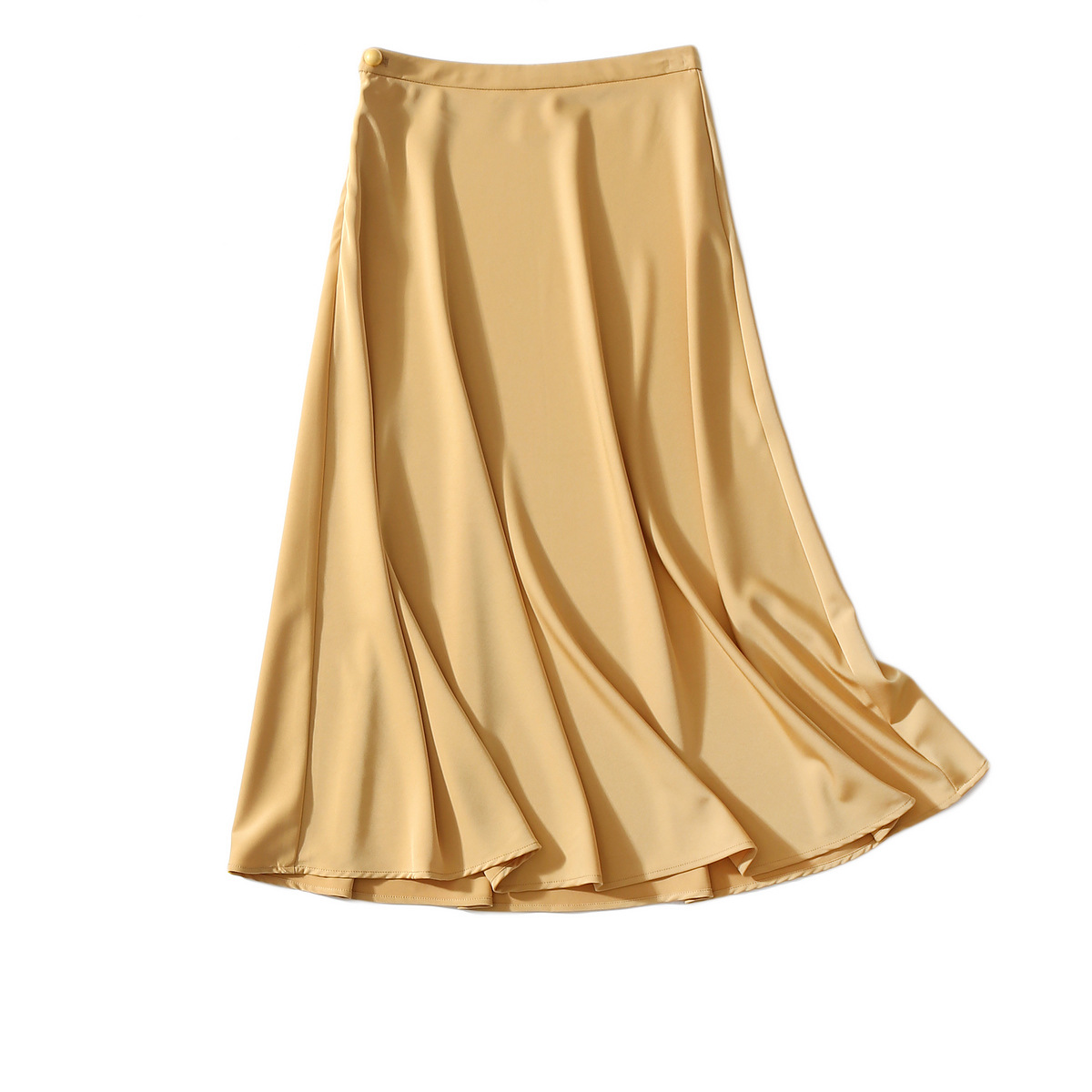 2020夏醋酸半身裙光泽感垂感不皱a字裙 夏中长裙半裙女高腰丝绸裙