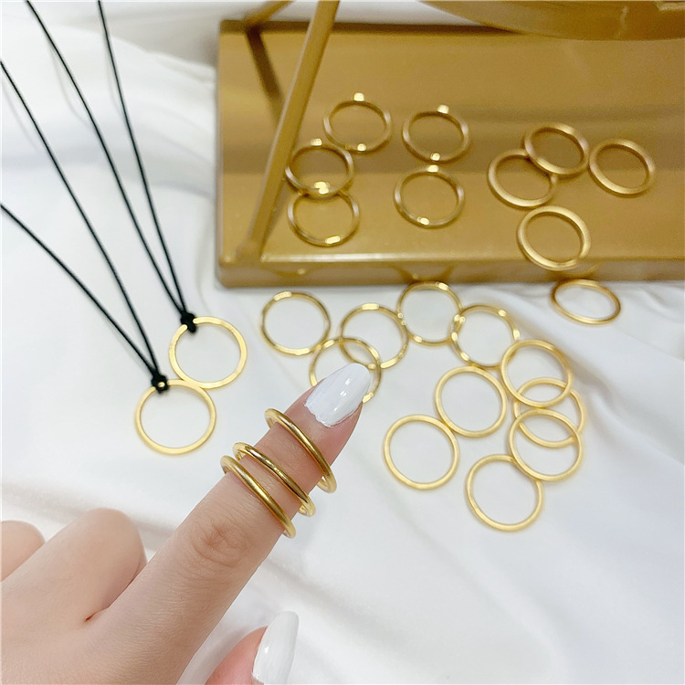 抖音同款三生三世素圈戒指项链古法传承越南沙金黑绳颈链指环情侣