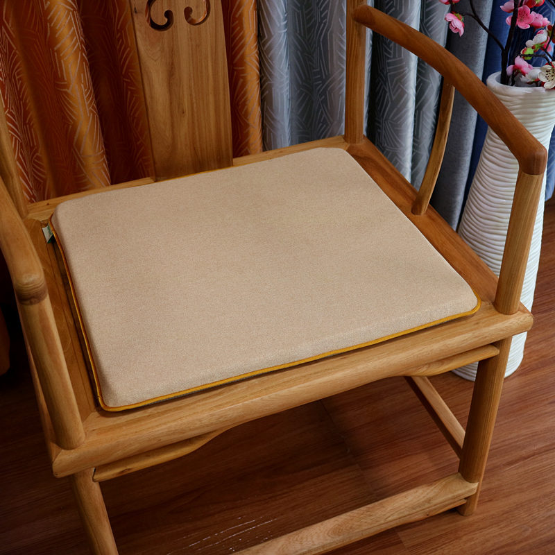 新中式茶椅垫坐垫家用红木家具实木圈椅太师椅棉亚麻海绵纯色垫子