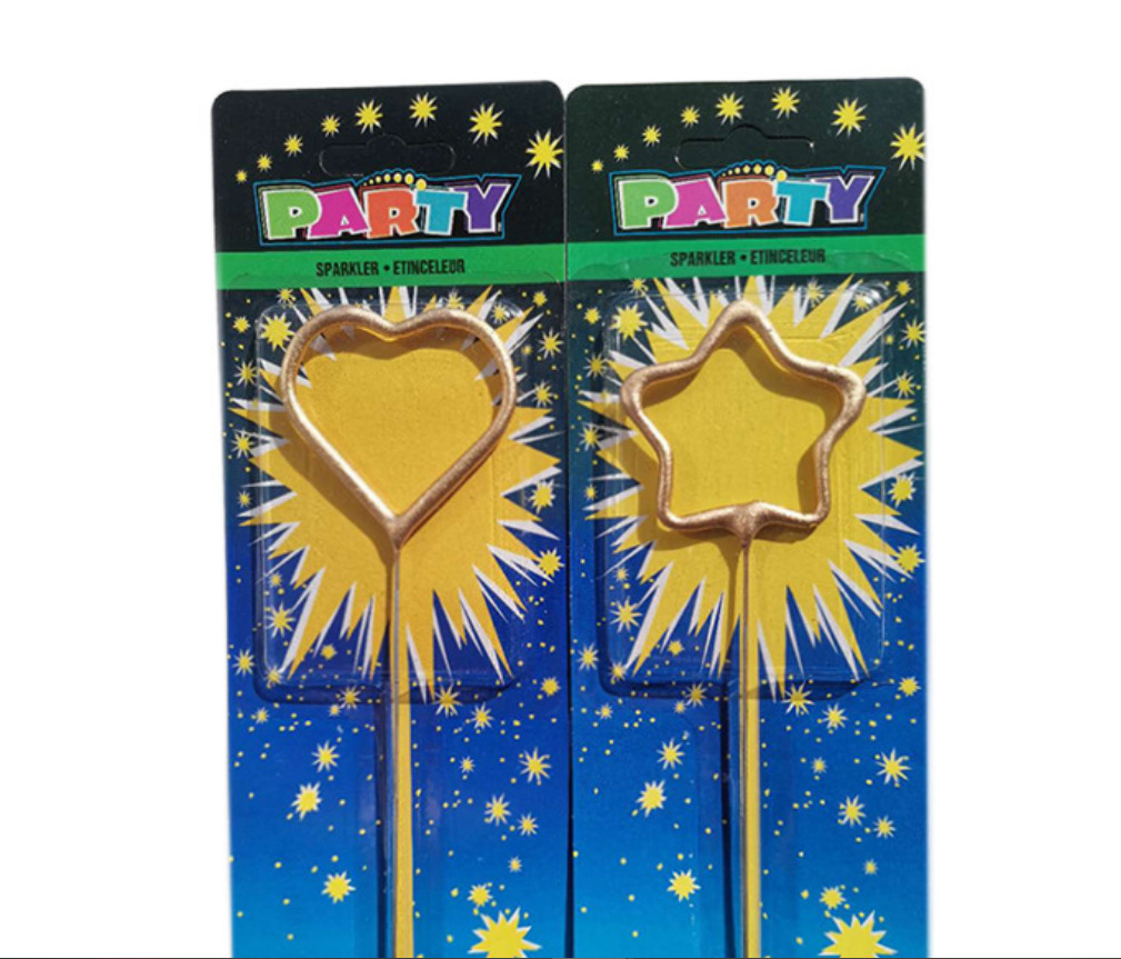 生日蛋糕装饰镂空爱心五角星蜡烛插件仙女蜡烛棒冷烟花