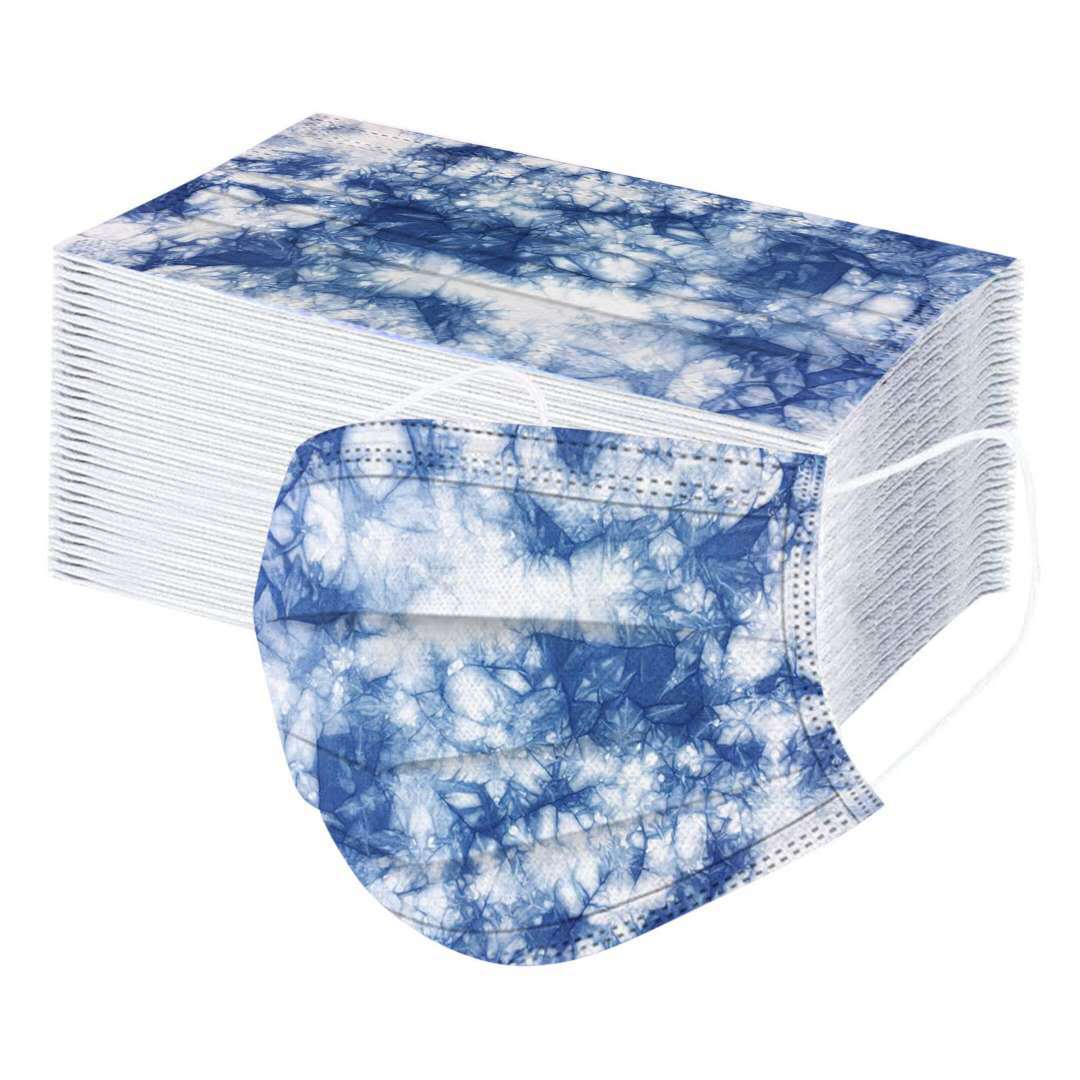 跨境新款成人儿童男女防护三层防护扎染水刺无纺布一次性印花口罩