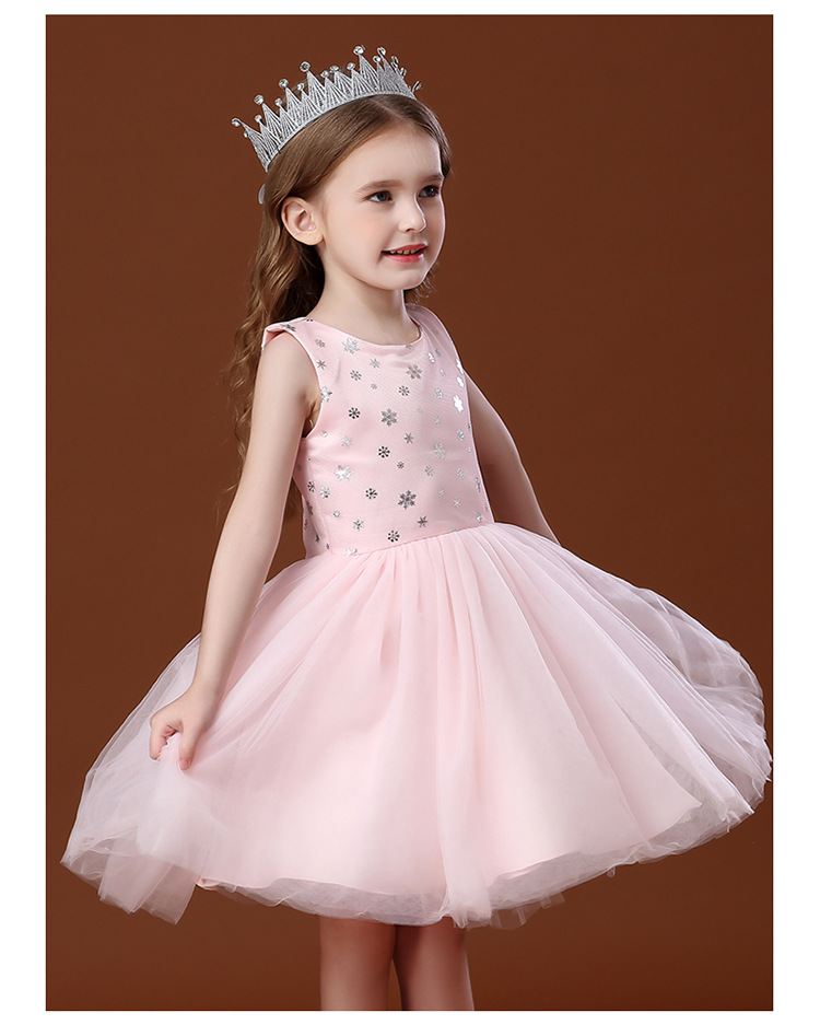 新款女童夏装婚纱礼服裙洋气时尚小公主蓬蓬纱裙粉色童装连衣裙