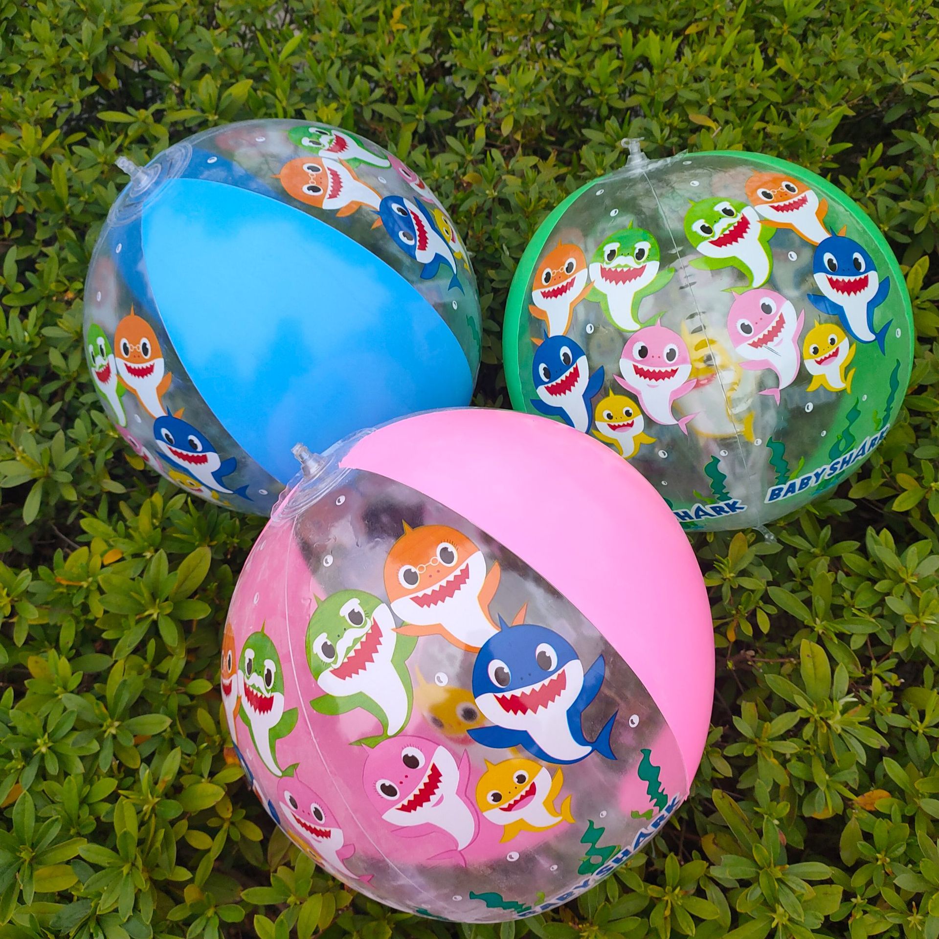 pvc充气球中球玩具 儿童玩耍透明海洋沙滩球 卡通皮球广告球