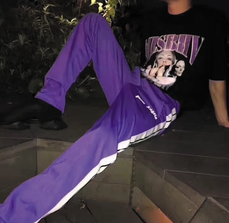 棕榈天使明星款palm angels糖果色宽松休闲裤男女情侣运动裤潮牌