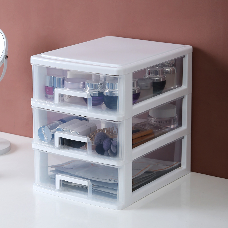Office Desktop Storage Box Transparent Small Drawer Storage Cabinet Student Desk Stationery Sundries Storage